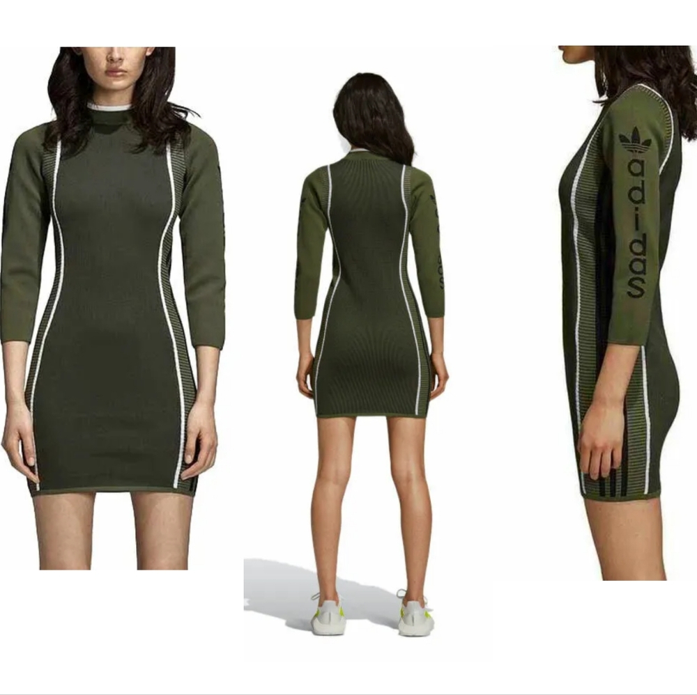 adidas Originals Green Bodycon Dress - Picture 9 of 9